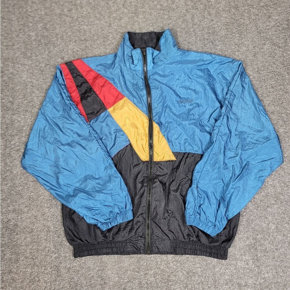 Vintage 90s Tuff Stuff Colorblock Windbreaker Jacket Mens L Nylon Track USA.